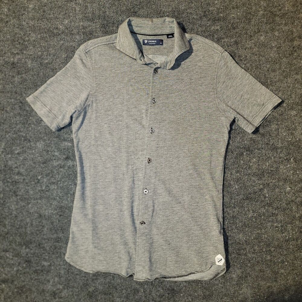 Cremieux Men's Gray Shirt Short Sleeve Button-Up Casual Cotton Modal Size S 38
